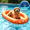 Orange, variant on Pet Inflatable Dog Pool Float, Bone Shaped Floating Raft for Small Medium Large Dogs, 35x25 Inch Pet Float for Hot Weather