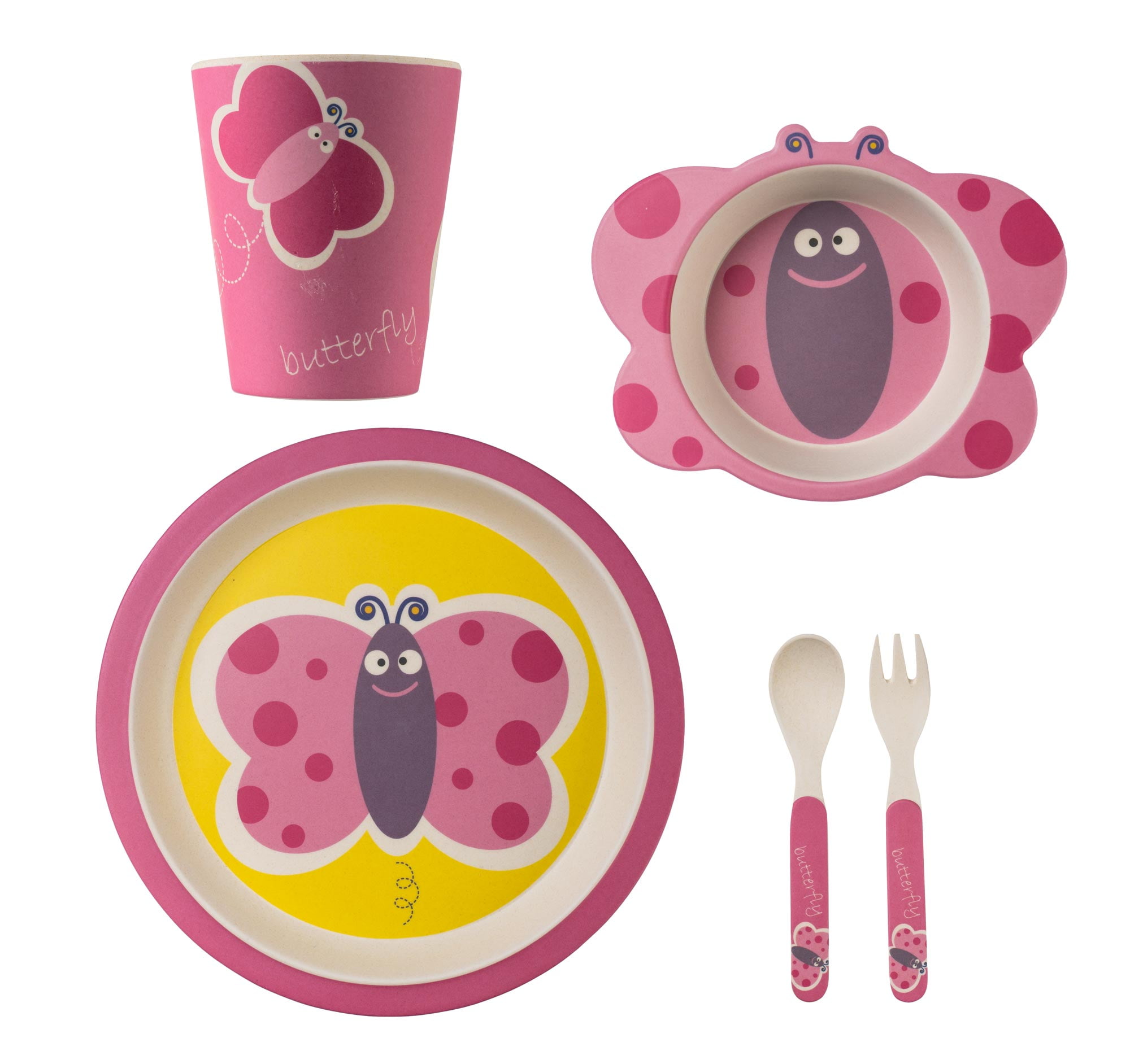 Bamboo Dinnerware Cups for Kids - Whimsy (Pink / Purple / Mint