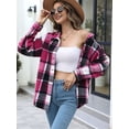 thumbnail image 6 of Women'S Flannel Plaid Shacket Fall Outfits Long Sleeve Button Down Shirts Jacket Coats with Side Pockets Red XL, 6 of 10