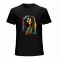thumbnail image 1 of Graffity Bob Marley Reggae Vibrant Graphic Tshirt Tee Commemorative Shirt Gift Sleeve Top, 1 of 4