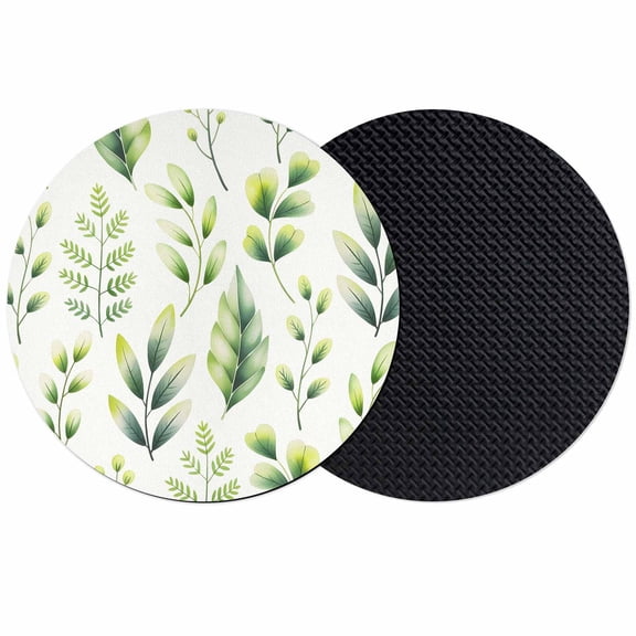 Sage Green Leaves Coasters Set of 2, Absorbent Coasters for Drinks, Summer Botanical Farmhouse Leaf Watercolor Coaster for Desk Coffee Table Protection, Home Decor House Warming Gifts 4"