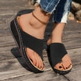 thumbnail image 3 of Dakaela Womens Leather Wedge Sandals Arch Support Orthopedic Flip Flops Non Slip Summer Walking Slides, 3 of 7