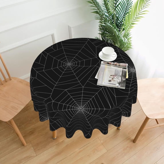 ZICANCN Round Table Cloths 60 Inch, Horror Spider Cover Cobweb Table Cover Waterproof Washable Outdoor Picnic Tablecloth