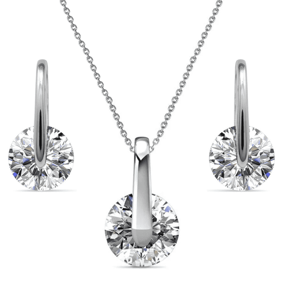 Cate & Chloe Mckayla 18k White Gold Plated Silver Jewelry Set with Swarovski Crystals Gift for Women