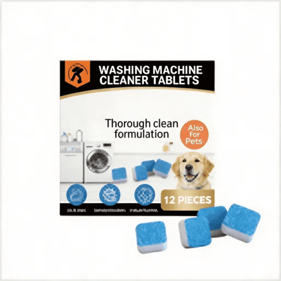 Washing Machine Cleaner Tablets, 12 Count - Deep Cleaning Descaler for Top & Front Loaders, Pet Friendly Formula