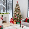 thumbnail image 2 of 4.5ft Pre-Lit Snow Flocked Artificial Christmas Tree - 150 Warm White LED Lights, Pine Cones, Hinged, 2 of 8