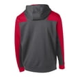 thumbnail image 6 of Sport-Tek Tech Fleece Colorblock 1/4 Zip Hooded Sweatshirt-XS (Graphite Heather/ True Red), 6 of 6