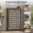 thumbnail image 4 of OKD Farmhouse 6 Drawers Dresser Chests for Bedroom, Wood Chest of Drawers Storage Cabinet Dresser Organizer for  Living Room ,Light Rustic Oak, 4 of 7