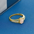 thumbnail image 3 of Gem Stone King 0.86 Ct Oval Peach Morganite White Topaz 18K Yellow Gold Plated Silver Ring (Size 6), 3 of 4