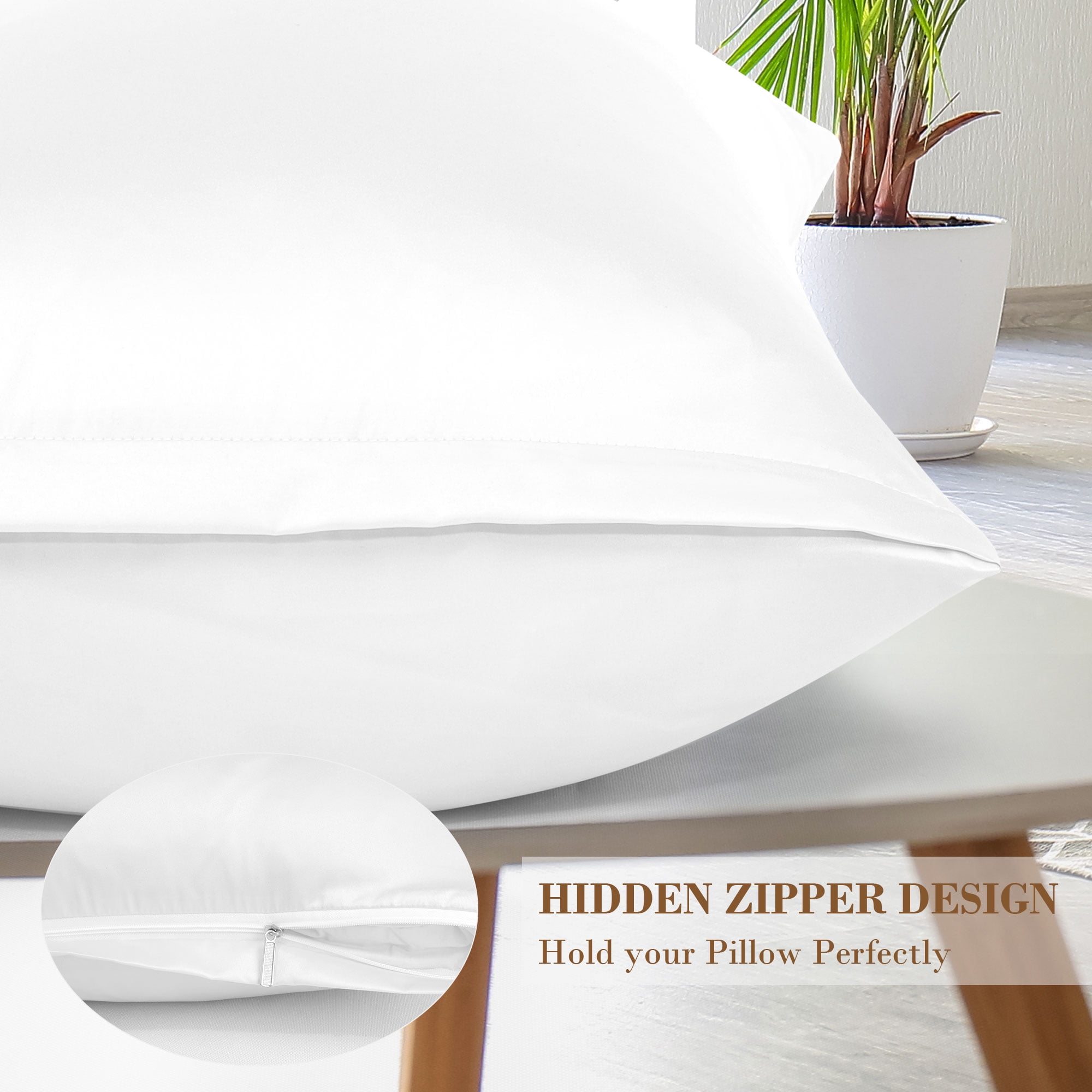 Unique Bargains 6 Pack Satin Pillowcase with Zipper, Standard, Snow White