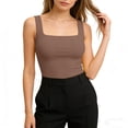 thumbnail image 3 of yillto Womens Crop Tank Square Neck Strappy Tops Cute Layered Workout Summer Casual Basic Tight Tee, 3 of 5
