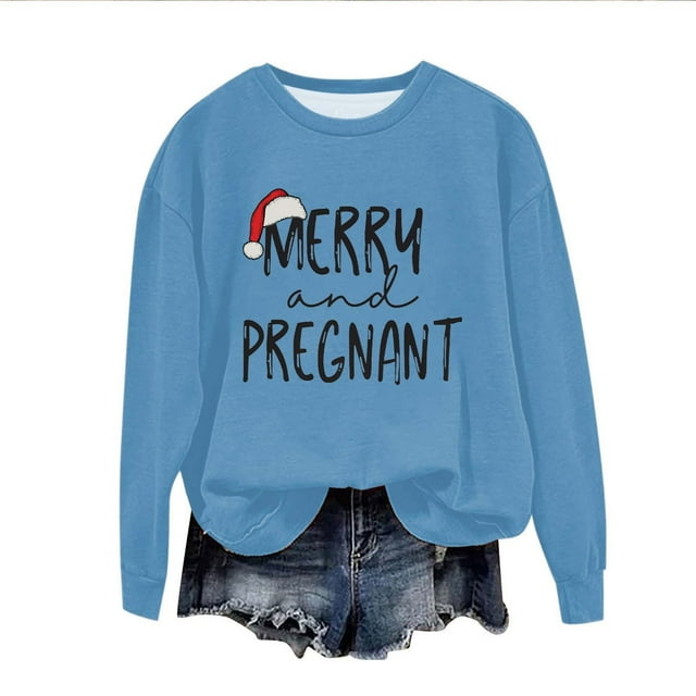 Birdeem Chandail de Noël pour Femmes Col Rond Imprimé Ample Manches Longues Sans Capuche