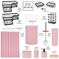 thumbnail image 2 of CERBIOR 32 Pcs Bamboo Bathroom Accessories Sets with Shower Curtain& Shower Caddy, Irregular Stripe Design Complete Set Bathroom Decor Vanity Countertop Accessory Set, Pink, 2 of 8