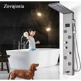 thumbnail image 5 of Zovajonia LED Shower Panel Tower System , Multi-Functions Stainless Steel Shower Tower ，Waterfall Showerhead，Shower Jets,  Rain Shower System Brushed Nickel, 5 of 7