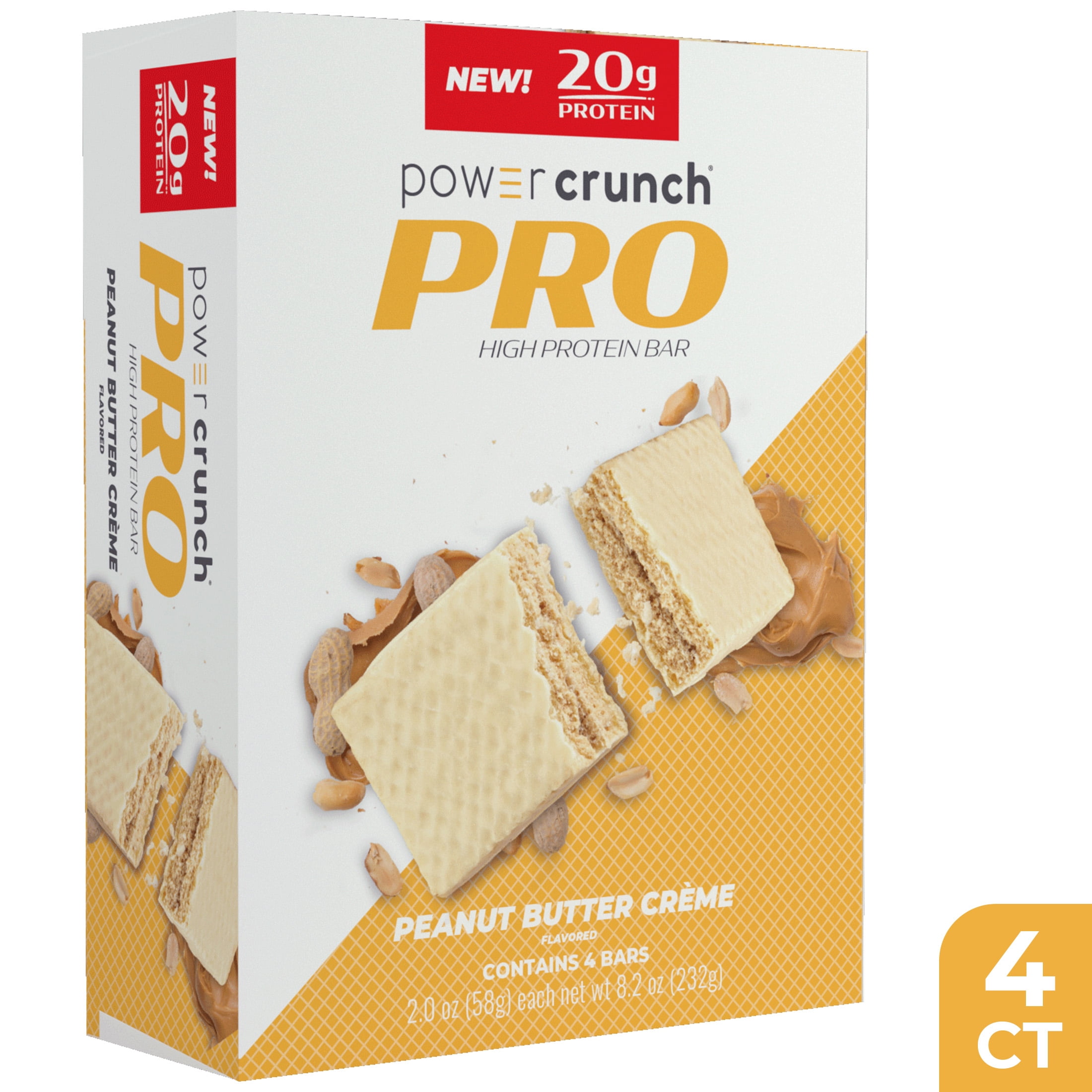 Power Crunch PRO Peanut Butter Cream High Protein Bar, 20g Protein, 2 oz, 4 Ct