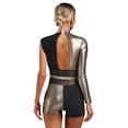 thumbnail image 2 of Haitryli Latin Dance Leotard for Women One Piece Sequin Metallic Rompers Gymnastics Bodysuit Gold S, 2 of 7