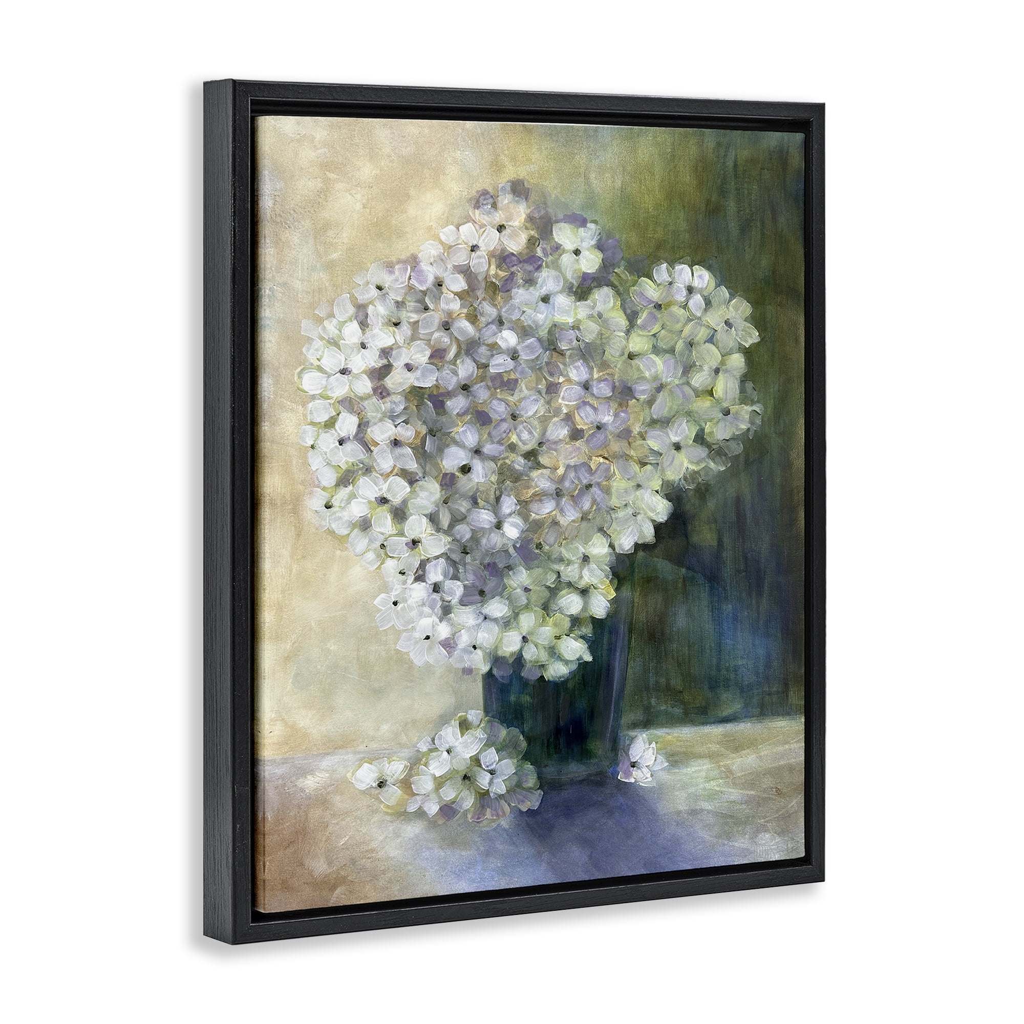 Stupell Industries Romantic Hydrangea Blooms Botanical & Floral Painting Black Floater Framed Art Print Wall Art, 17 x 21