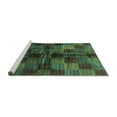 thumbnail image 2 of Ahgly Company Machine Washable Indoor Round Checkered Turquoise Blue Modern Area Rugs, 4' Round, 2 of 4