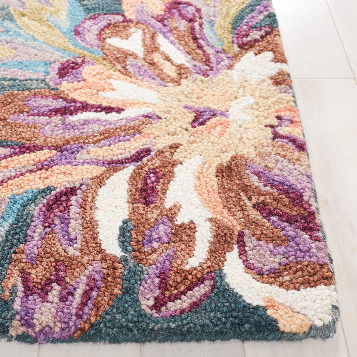 SAFAVIEH Blossom Fisher Floral Area Rug, Grey/Violet, 6' x 6' Square