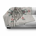 thumbnail image 3 of Tribal Soft Flannel Fleece Throw Blanket, Charming Lion Like Wolf Head Paisley Design Ornaments Print, Cozy Plush for Indoor and Outdoor Use, 50" x 70", Pearl Coral and Teal, by Ambesonne, 3 of 6