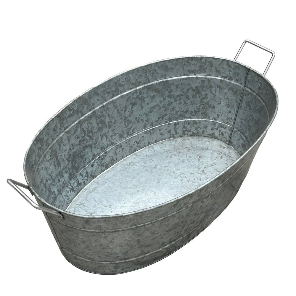 Embossed Design Oval Shape Galvanized Steel Tub With Side Handles