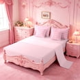thumbnail image 3 of meiyoeat Pink Bowknot 7-Piece Twin Bedding For Girls,Cute Loves Pattern Bedding Comforter Set For Women,Pink Reversible, 3 of 7