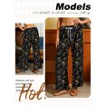 thumbnail image 6 of QAFOPEH Women Christmas Day Print Drawstring Wide Leg Long Pant, 6 of 7