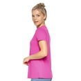 thumbnail image 2 of Expert Brand Women's USA-Made MoCA V-Neck Cotton Blend T-Shirt, Berry, Large, 2 of 8