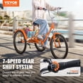 thumbnail image 2 of VEVOR Triciclo plegable para adultos, 24 pulgadas, 7 velocidades, bicicleta de crucero de 3 ruedas de acero al carbono con canasta y asiento ajustable, triciclos plegables para ir de compras, picnic, 2 of 9