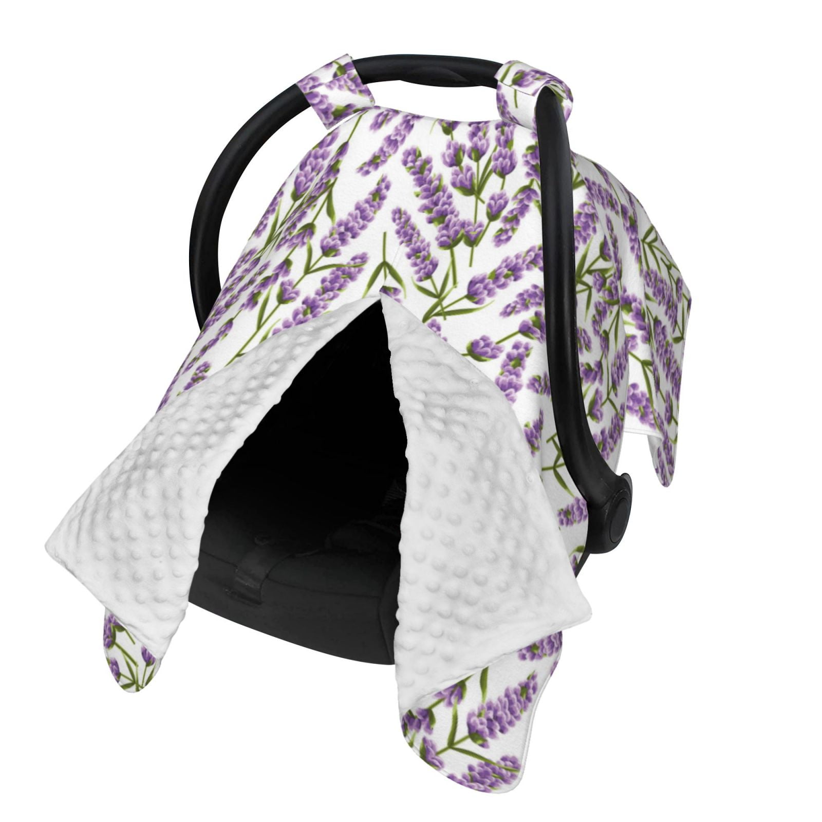 Naloa Lavender Flowers Baby Car Seat Cover, Breathable Baby Carrier Cover, Multiuse Baby Carrier Cover & Nursing Breastfeeding Cover