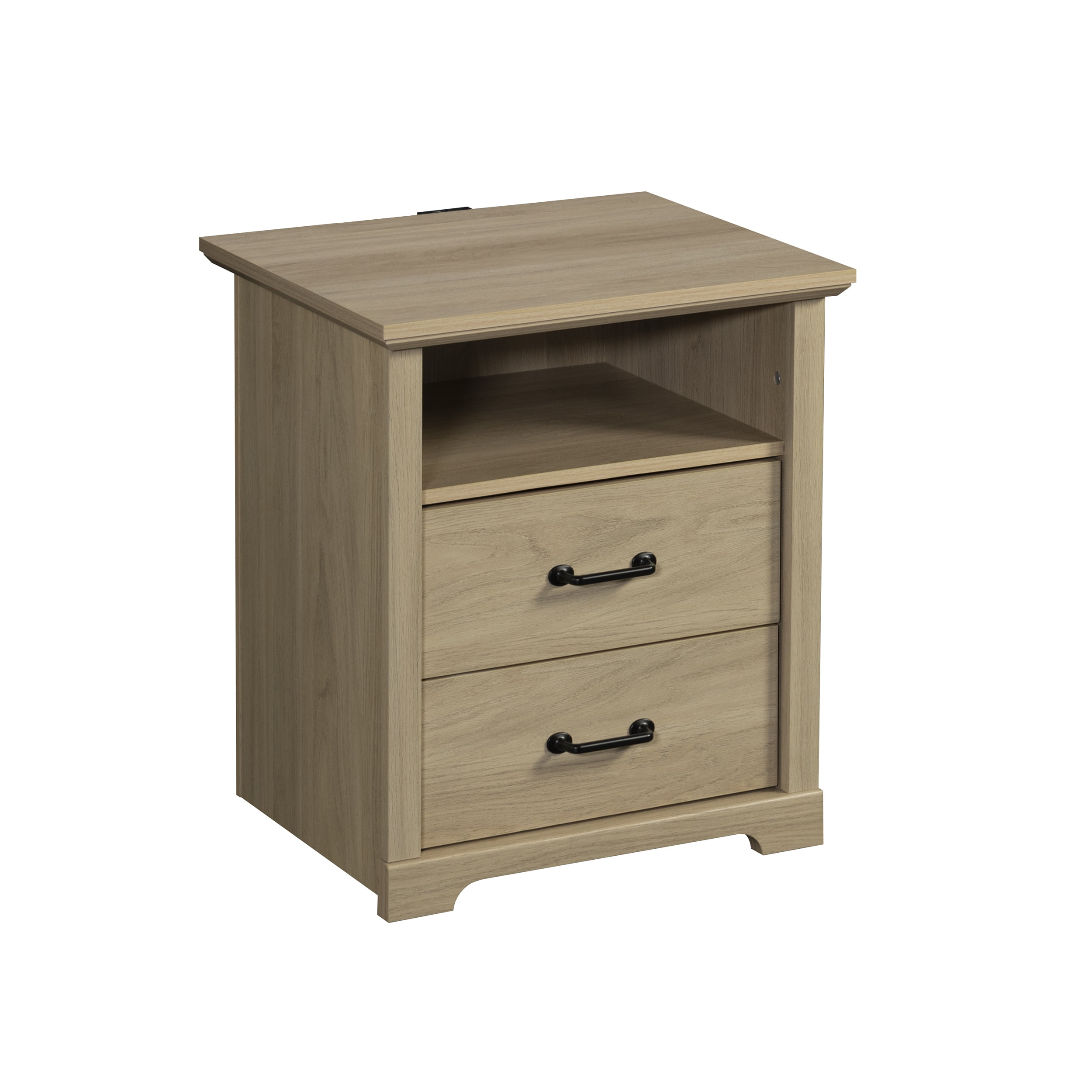(2 pack) Mainstays Harrington 2 Drawer Nightstand, Washed Oak Finish