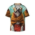 thumbnail image 3 of Balery Meditating French Bulldog Men's Casual Button Down Shirt Short Sleeve Textured Summer Cuban Beach Shirts-, 3 of 7