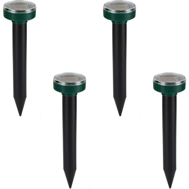 Paquete de 4 repelentes de topos solares ultrasónicos Repelente de topos inteligente solar Caza de topos Combina sonidos y carga solar Dispositivo impermeable para jardines al aire libre Cé esquí esquí Gafas de esquí