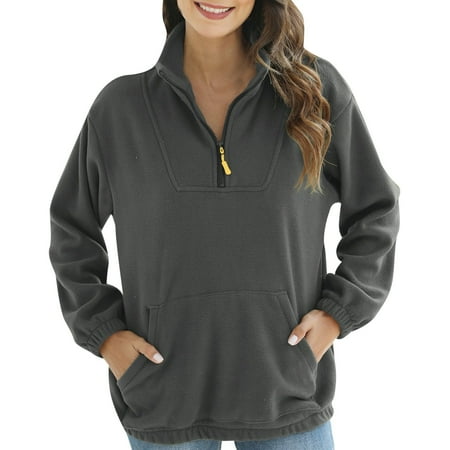 

Scrub Jacket Womens Plush Solid Jacket Long Sleeve 1/4 Zip Down Jacket Doll Sleeve Winter Stand Collar Top Jacket Anorak Jacket Women Warm Jacket Womens Tall Jacket