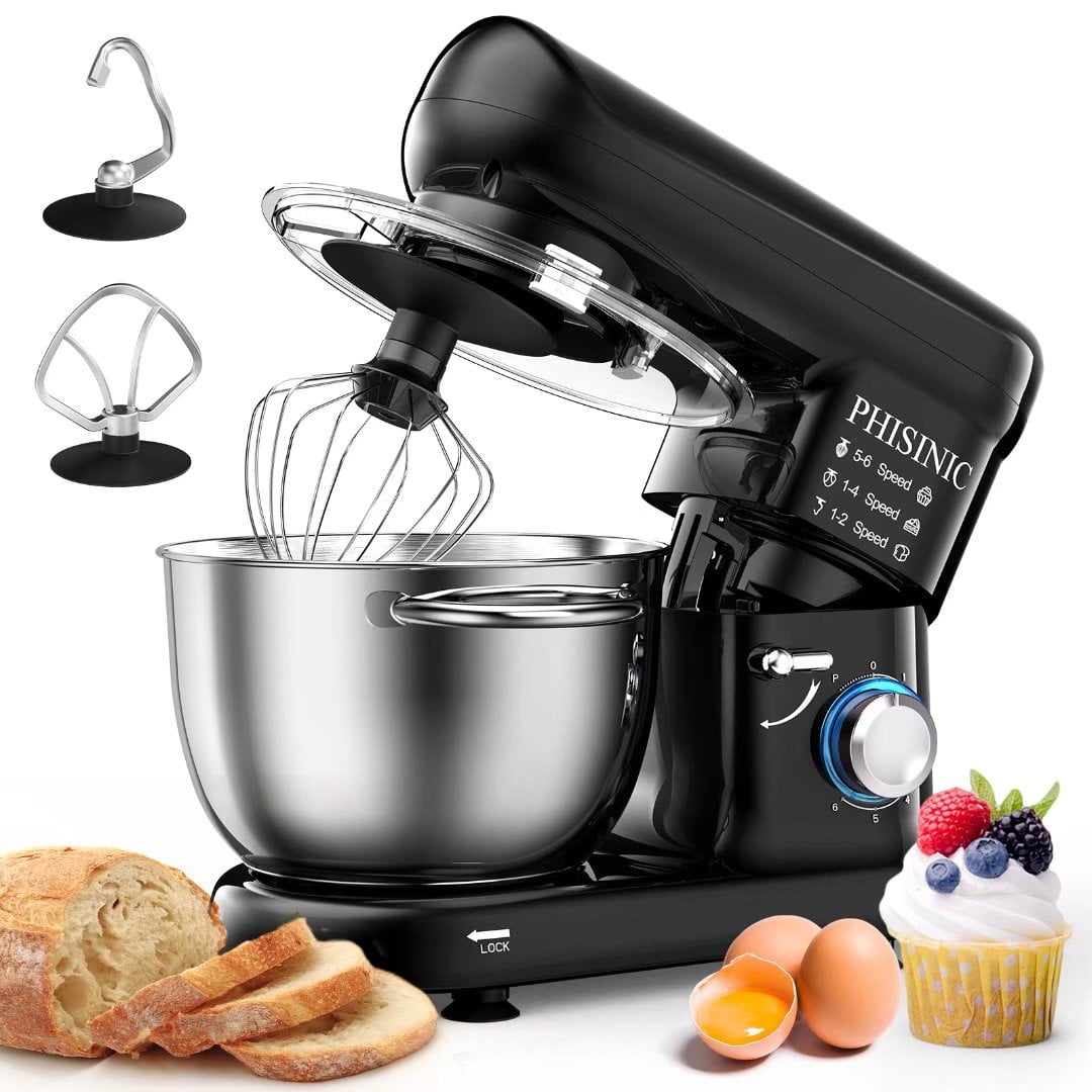 PHISINIC Stand Mixer, 5.8QT 660W Electric Kitchen Mixer, 6Speed Tilt