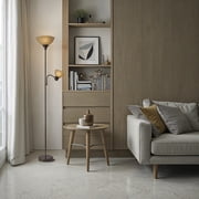 Mainstays 72 Brown Combo Floor Lamp with Reading Light, Modern Design