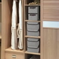 thumbnail image 6 of Small 8 Quart Linen Fabric Foldable Storage Bin Cube Organizer Basket with Lid & Handles, Collapsible Decorative Box Container for Home, Dorm, Closet ( 10"x8"x6", 6-Pack),Gray, 6 of 14