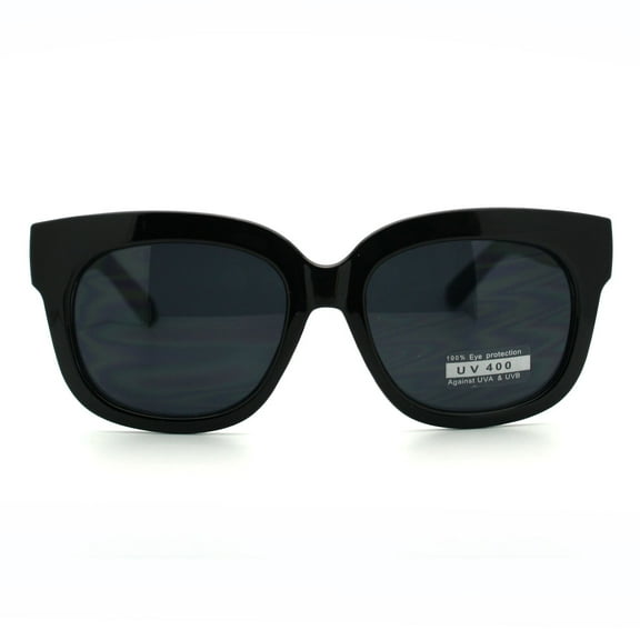 106 Shades Thick Plastic Frame Large Horned Sunglasses - Black