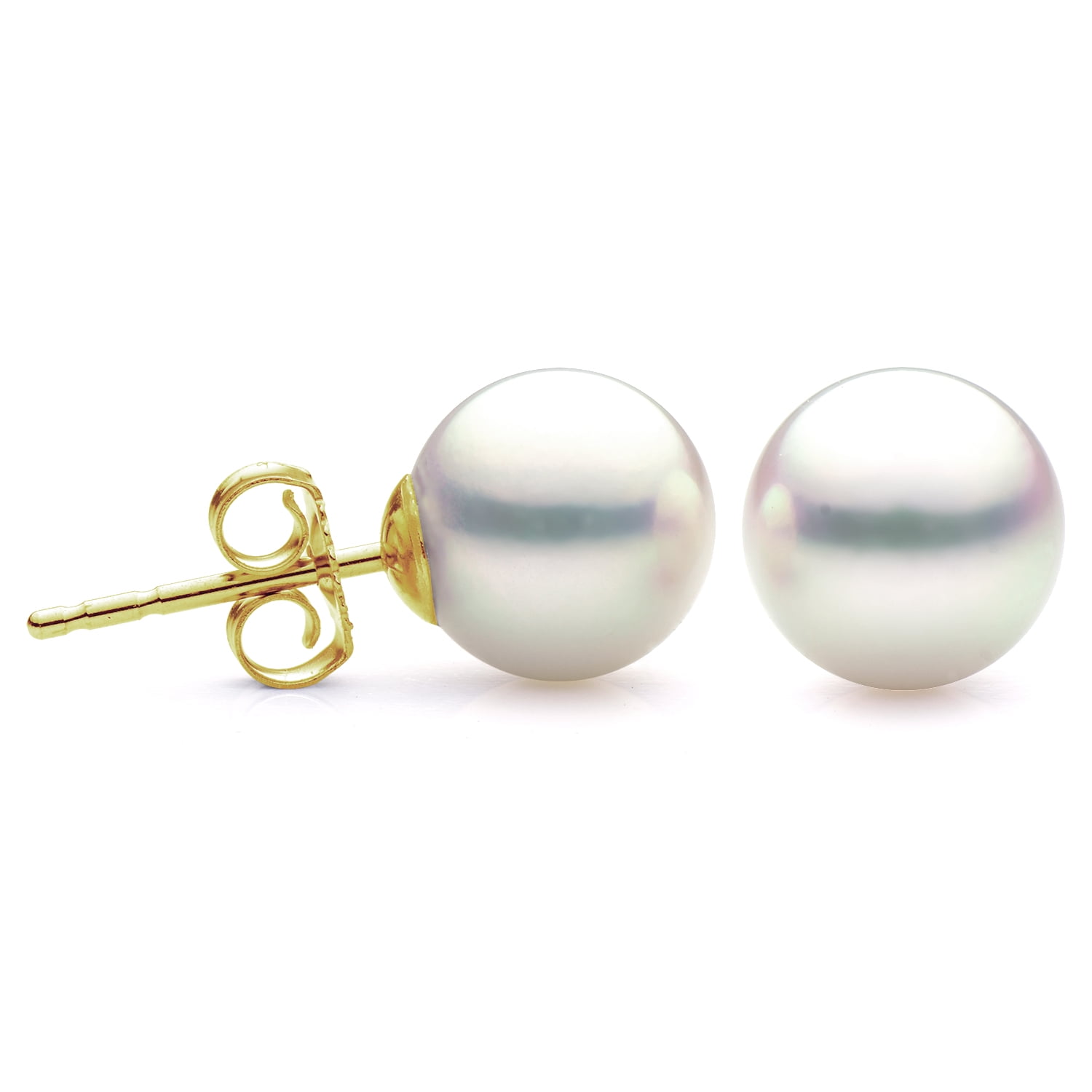 6-6.5MM gray Nature Round Akoya Pearl earring 14K gold CLassic AAA 