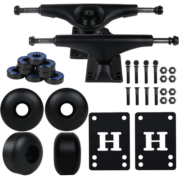 5.0 Black/Black Skateboard Trucks   52mm Black Wheels Combo
