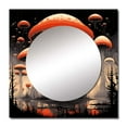 thumbnail image 2 of Designart "Amarita Magical Mushroom Retro Illustrated Fantasy I" Abstract Landscape Square Mirror For Wall Decor - Large Red Square Printed Wall Mirror Art - Wall Mounted Square Mirror, 2 of 5