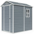 thumbnail image 6 of Lofka 6x4 FT Resin Storage Shed Outdoor with Floor & Lockable Door - Heavy Duty Garden Shed for Backyard, Bike and Tool Storage - Grey, 6 of 10