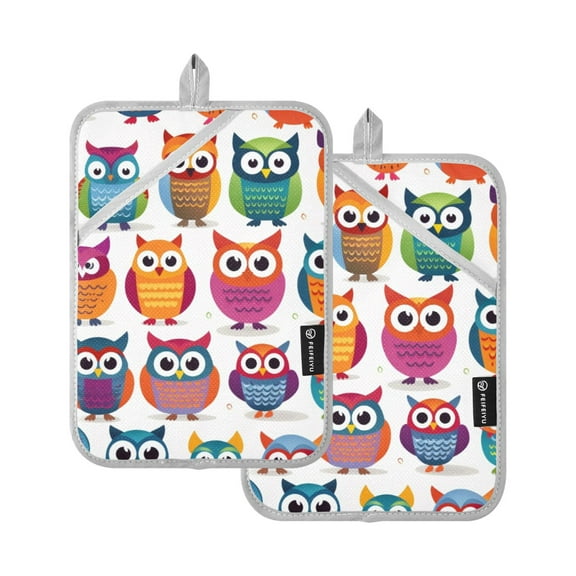 ALAZA Owls Pot Holders Set of 2 Heat Resistant Kitchen Oven Mitts