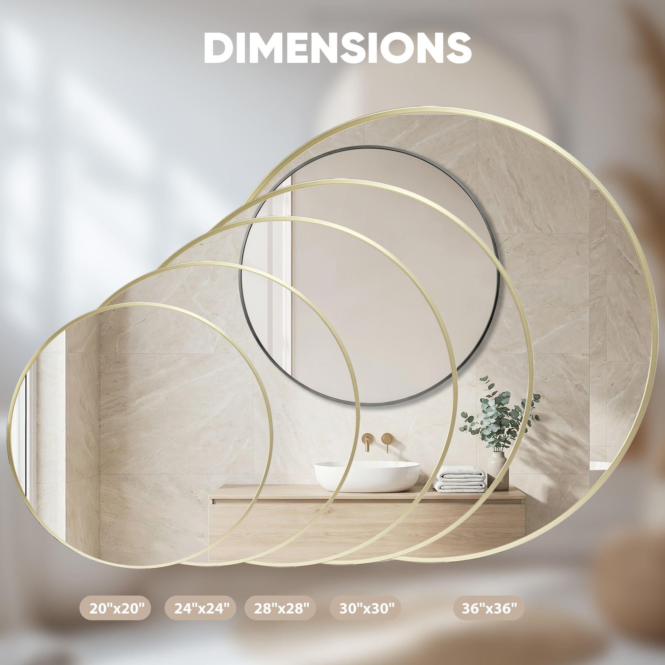 Edx 24 Round Wall Mirror, Gold photo 7