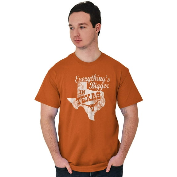 Texas Everything's Bigger State Shape Men's Graphic T Shirt Tees Brisco Brands S
