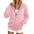 thumbnail image 2 of Lumtrix Zip Up Hoodie Women Long Sleeve Fall Winter Oversized Sweatshirts Zipper Oversized Cute Track Jackets With Pockets Pink S, 2 of 5