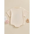 thumbnail image 4 of Bagilaanoe Newborn Baby Girl Boy Summer Rompers Letter Embroidery Short Sleeve Bodysuits 3M 6M 12M 18M Infant Casual One Piece Short Jumpsuit, 4 of 8