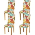 thumbnail image 2 of Autumn Maple Leaves Glitter Chair Covers Rainbow Colorful Dining Chair Slipcovers Set of 4 Stretch Seat Covers for Dining Room Living Room Hotel Banquet, 2 of 6