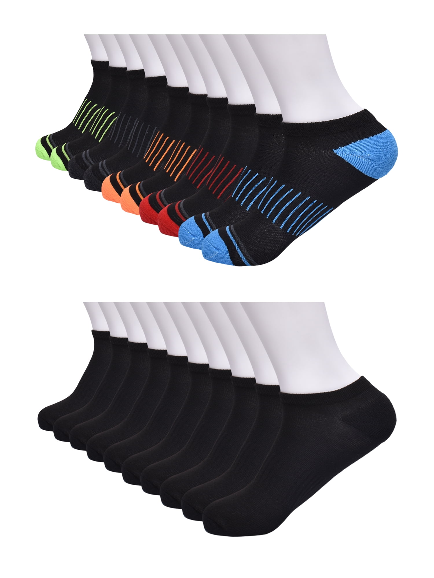 Wonder Nation Boys No Show Socks, 20-Pack, Sizes S (6-10.5) - L (4-10)