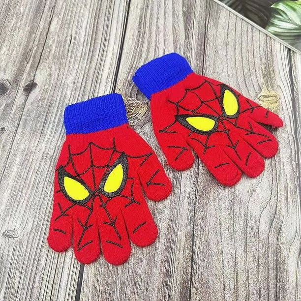 Sombrero de Spiderman para niños, conjunto de guantes de punto para bebés, gorro cálido de dibujos animados, juguete de Cosplay, regalo de Navidad de Marvel para Navidad
